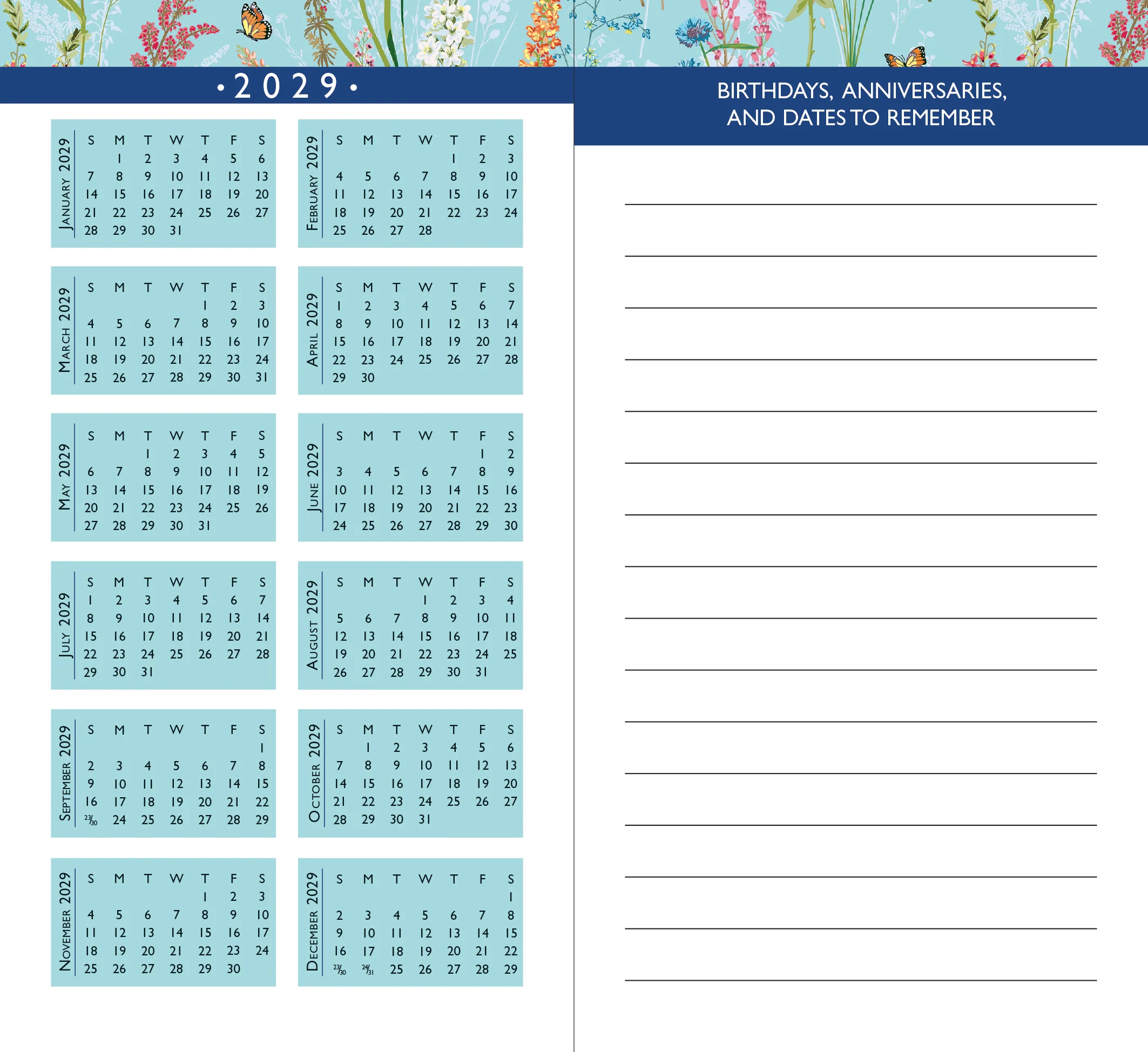 2027-28 Blooms & Butterflies 2-Year Pocket Planner - Image 5