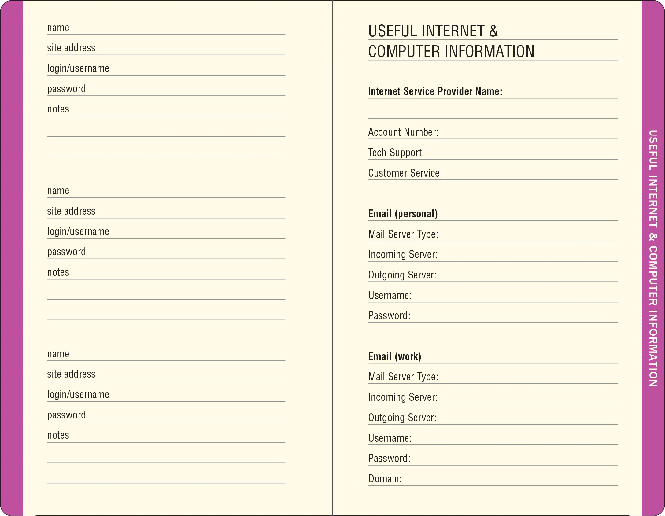 Galaxy Internet Address & Password Logbook - Image 3